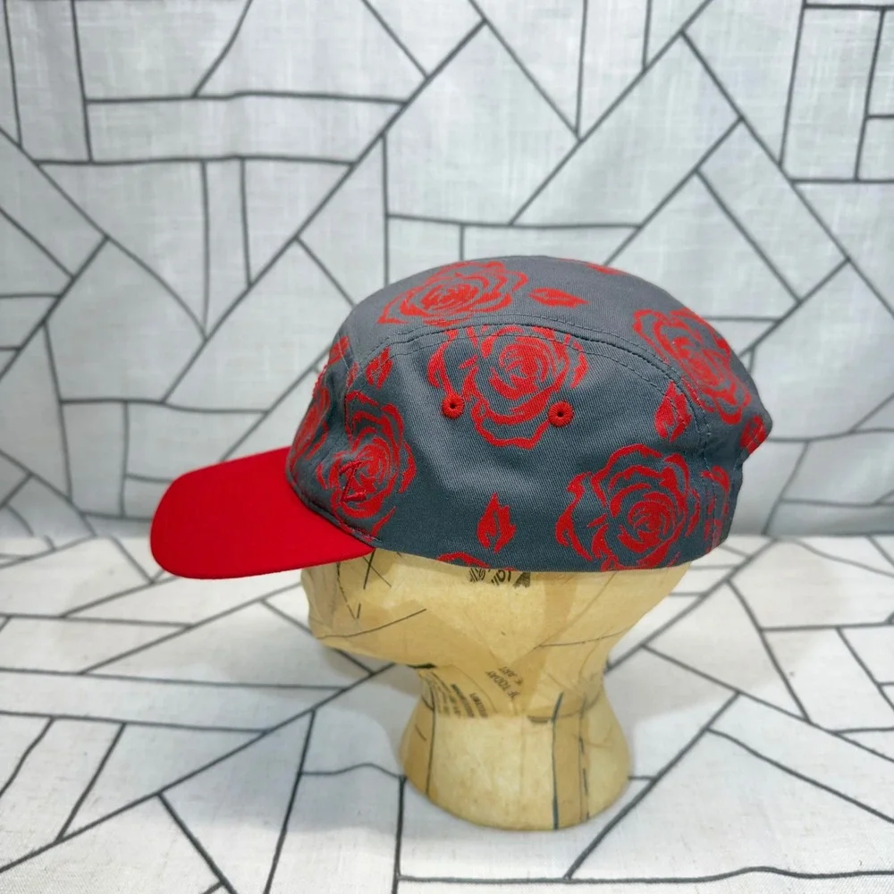 Zephyr Detroit Red Wings Hat OSFM Grey Red Rose Print 5 Panel Sample Cap